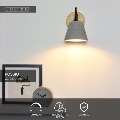Lucide POSSIO - Wandleuchte - 1xE14 - Grau